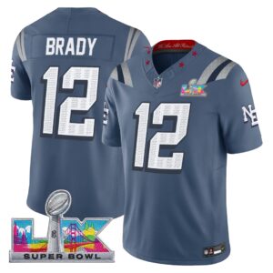 Tom Brady #12 New England Patriots 2025 Super Bowl LX Patch Rivalries Collection Limited Jersey - Storm Blue