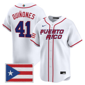Luis Quiñones #41 Puerto Rico Baseball 2026 World Baseball Classic Vapor Premier Jersey - White