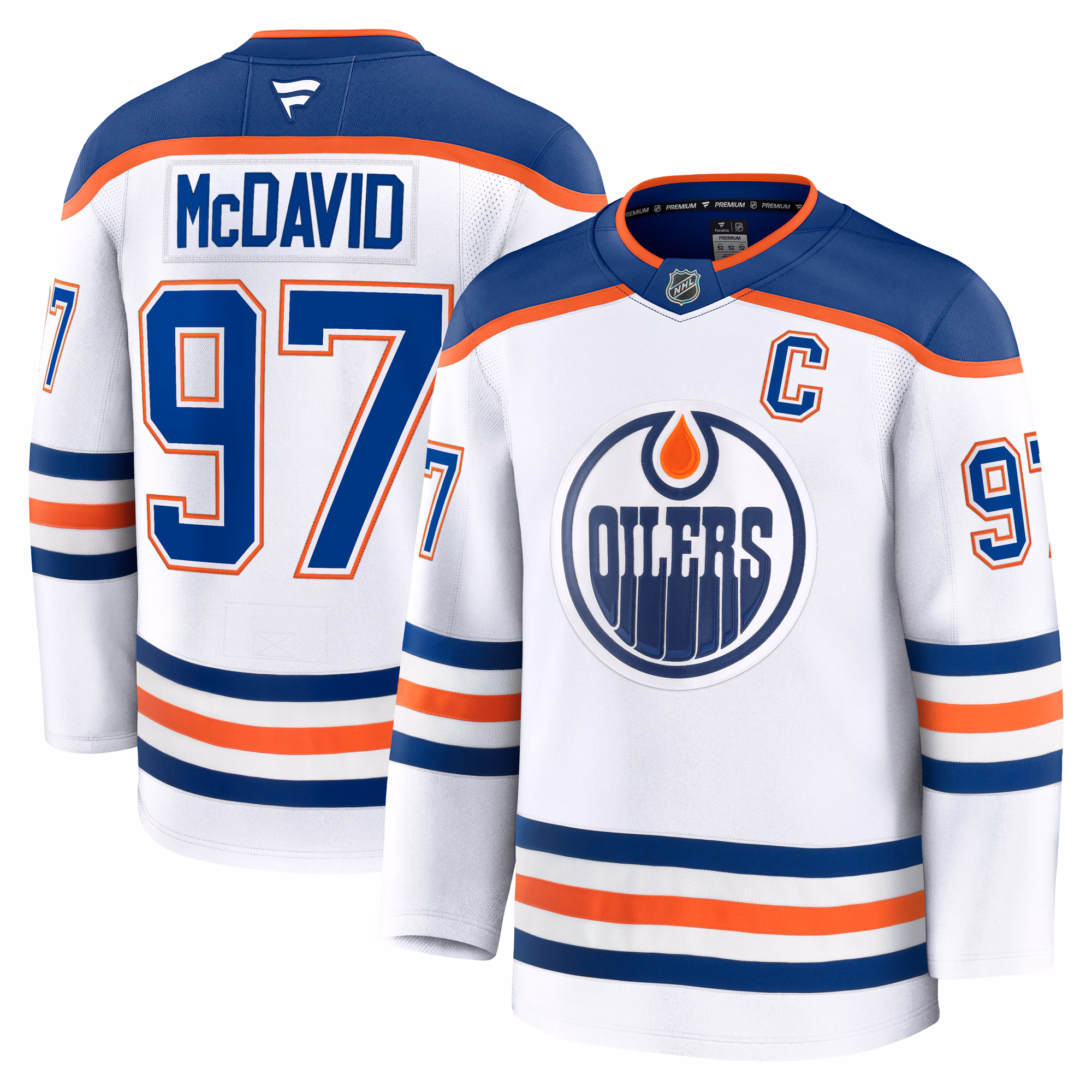 Edmonton Oilers Connor McDavid #97 Fanatics White Away Premium Jersey