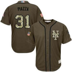 New York Mets #31 Mike Piazza Green Salute to Service Stitched Jersey