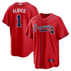Atlanta Braves Ozzie Albies #1 Red Alternate 2 Replica Jersey