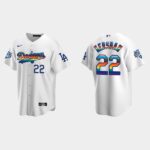 Men's Los Angeles Dodgers #22 Clayton Kershaw 2022 Pride Night LGBTQ Cool Base Jersey - White