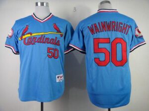 St. Louis Cardinals #50 Adam Wainwright Blue 1982 Turn Back The Clock Stitched Jersey