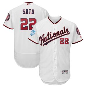 Men's Washington Nationals #22 Juan Soto Majestic White 2019 Spring Training Flex Base Player Jersey