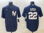 Men's  New York Yankees Jersey #22 Juan Soto Blue Jersey