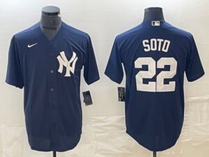 Men's  New York Yankees Jersey #22 Juan Soto Blue Jersey