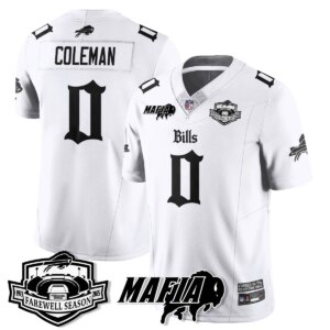 Keon Coleman #0 Buffalo Bills BUF Mafia Gothic Vapor Limited Jersey - Farewell Highmark Patch - All Stitched