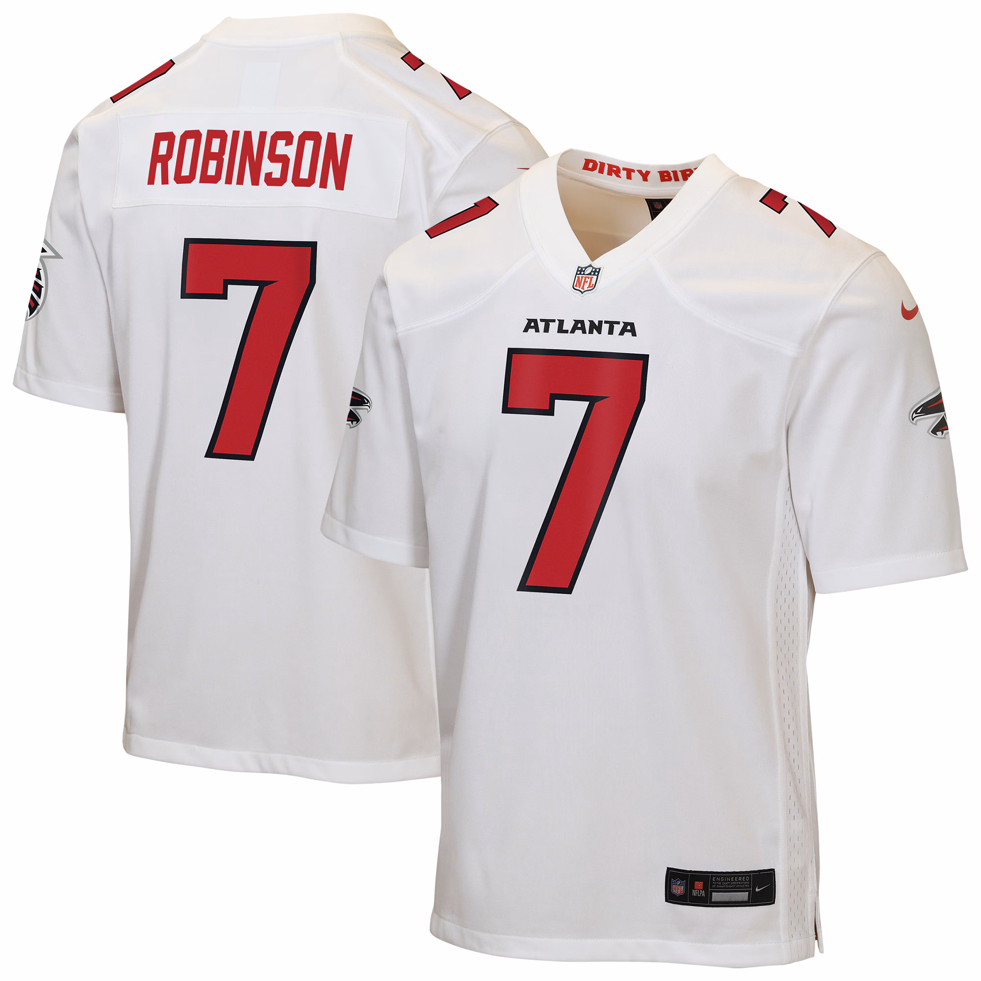 Youth Atlanta Falcons Bijan Robinson #7 White Game Jersey