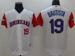 Team Dominican Republic #19 Jose Bautista White 2017 World Baseball Classic Stitched Jersey