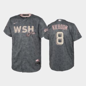 Men's #8 Carter Kieboom 2022 City Connect Washington Nationals Replica Bloom Gray Jersey