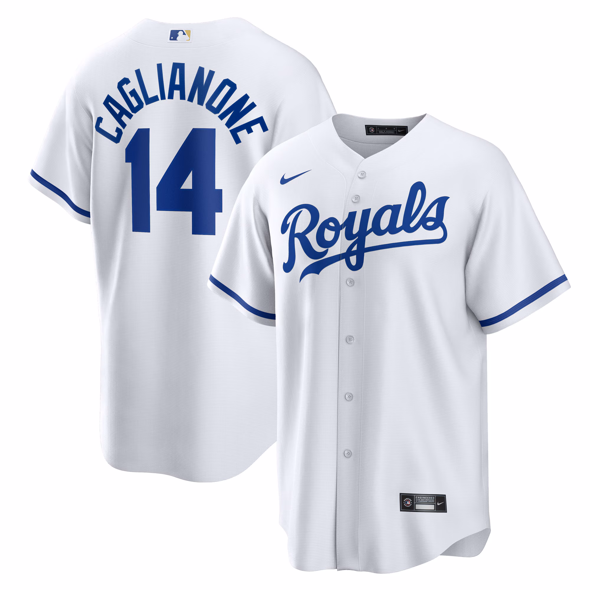 Youth Kansas City Royals Jac Caglianone #14 White Home Replica Jersey