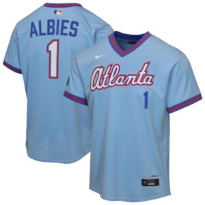 Youth Atlanta Braves Ozzie Albies #1 Powder Blue 2026 City Connect Stadium Jersey