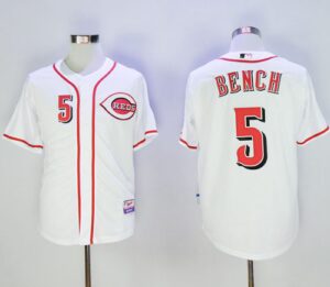 Cincinnati Reds #5 Johnny Bench White Cool Base Stitched Jersey