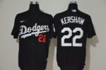 Men's Los Angeles Dodgers #22 Clayton Kershaw Black Stitched Cool Base  Jersey