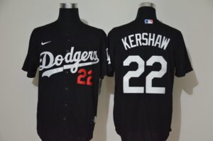 Men's Los Angeles Dodgers #22 Clayton Kershaw Black Stitched Cool Base  Jersey