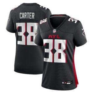 Women's Atlanta Falcons Nathan Carter #38 Black Team Game Jersey