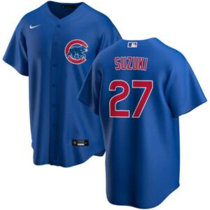 Men's Chicago Cubs #27 Seiya Suzuki Blue Alternate Stitched  Jersey