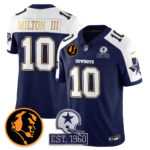 Joe Milton III # 10 Dallas Cowboys Vapor Limited Gold Jersey - John Madden Patch - All Stitched