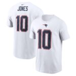 Men's Mac Jones White New England Patriots Player Name & Number T-Shirt