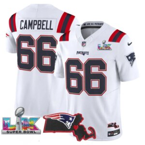 Will Campbell #66 New England Patriots Super Bowl LX Patch Vapor Limited Game Jersey - All Stitched