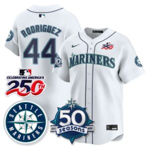 Julio Rodríguez #44 Seattle Mariners 250th Anniversary & AL West Vapor Premier Limited Jersey - White