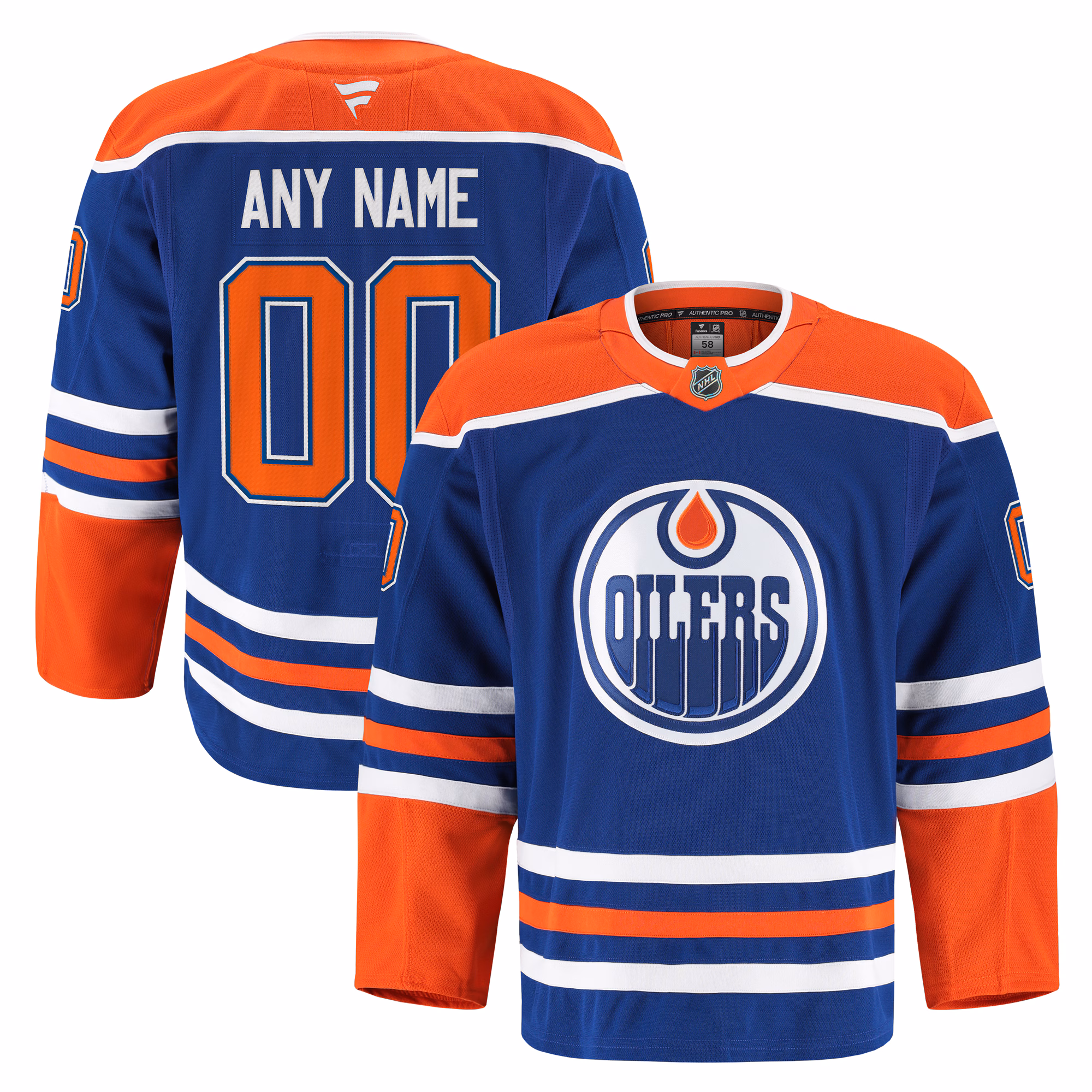 Edmonton Oilers Fanatics Royal Home Authentic Pro Custom #00 Jersey