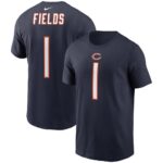 Men's Justin Fields Navy Chicago Bears Player Name & Number T-Shirt