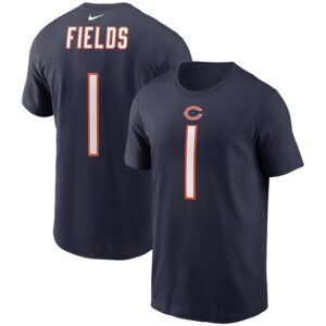 Men's Justin Fields Navy Chicago Bears Player Name & Number T-Shirt