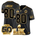 Steve Largent #0 Seattle Seahawks Super Bowl LX Gold Patch Game Jersey - All Stitched