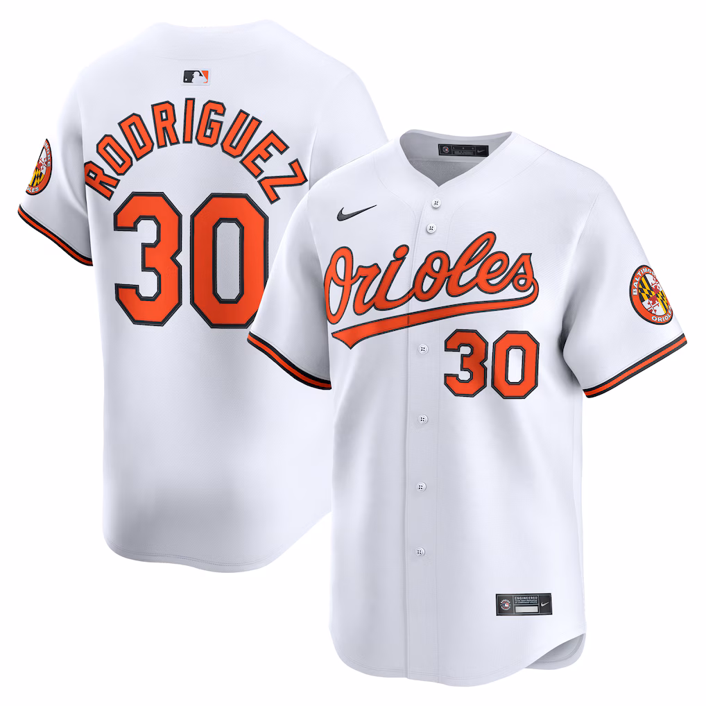 Baltimore Orioles Grayson Rodriguez #30 White Home Limited Player Jersey