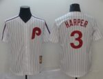 Philadelphia Phillies #3 Bryce Harper White(Red Strip) New Cool Base Cooperstown Stitched Jersey