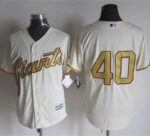 San Francisco Giants #40 Madison Bumgarner Cream(Gold No.) New Cool Base Stitched Jersey