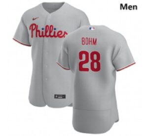 Philadelphia Phillies #28 Alec Bohm Men  Gray Road 2020 Player Jersey