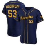 Men's Milwaukee Brewers #53 Brandon Woodruff Navy Flex Base Jersey