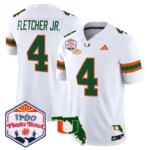 Mark Fletcher Jr. #4 Miami Hurricanes MIA 2026 The Fiesta Bowl & Florida Patch Vapor Limited Jersey - All Stitched