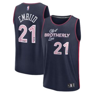 Unisex Philadelphia 76ers Joel Embiid  Navy 2023/24 Fast Break Jersey - City Edition