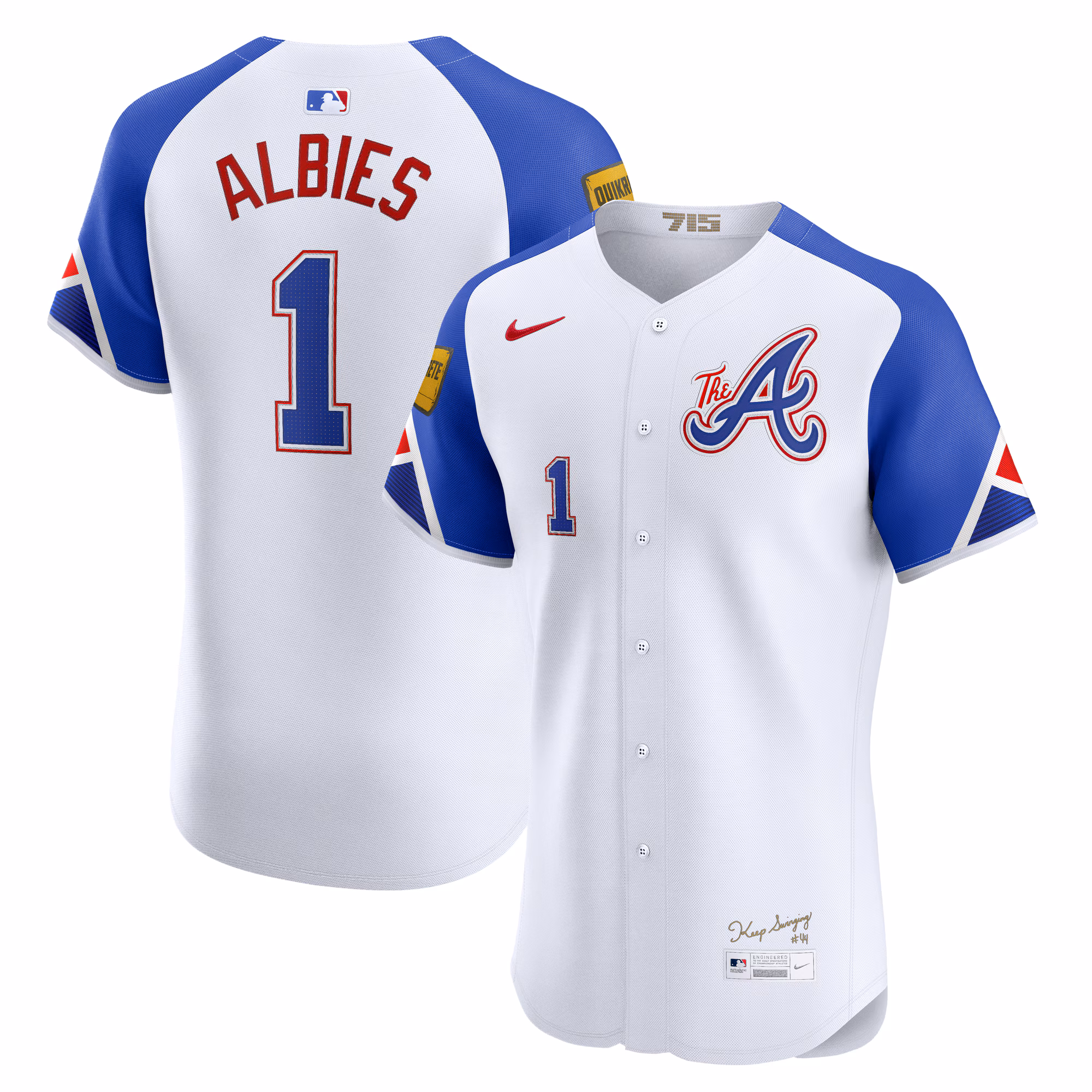 Atlanta Braves Ozzie Albies #1 White City Connect Elite Jersey