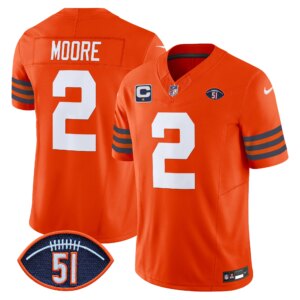 D.J. Moore #2 Chicago Bears CHI Dick Butkus Patch Throwback Vapor Limited Jersey - All Stitched