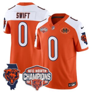 D'Andre Swift #0 Chicago Bears CHI 2025 NFC North Champions Patch Jersey V2 - All Stitched