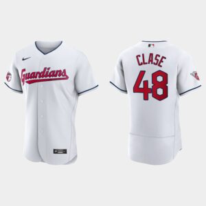 Men's Cleveland Guardians #48 Emmanuel Clase Flex Base Jersey - White
