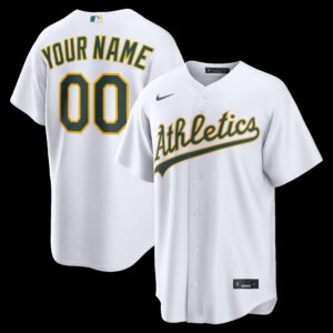 Athletics White Home Replica Custom Jersey