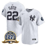 Juan Soto #22 New York Yankees 27 Time Champions Patch Vapor Premier Limited Jersey - White