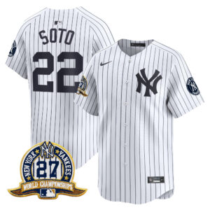 Juan Soto #22 New York Yankees 27 Time Champions Patch Vapor Premier Limited Jersey - White