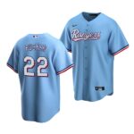 Men's Texas Rangers #22 Kumar Rocker 2022 Draft Jersey Blue Alternate