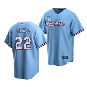 Men's Texas Rangers #22 Kumar Rocker 2022 Draft Jersey Blue Alternate