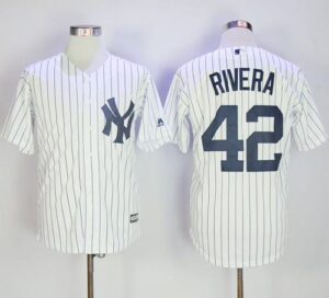 New York Yankees #42 Mariano Rivera White Strip New Cool Base Stitched Jersey