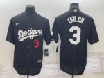 Men's  Los Angeles Dodgers #3 Chris Taylor Black Stitched Cool Base Jersey
