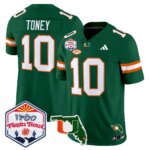 Malachi Toney #10 Miami Hurricanes MIA 2026 The Fiesta Bowl & Florida Patch Vapor Limited Jersey - All Stitched