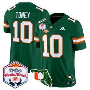 Malachi Toney #10 Miami Hurricanes MIA 2026 The Fiesta Bowl & Florida Patch Vapor Limited Jersey - All Stitched
