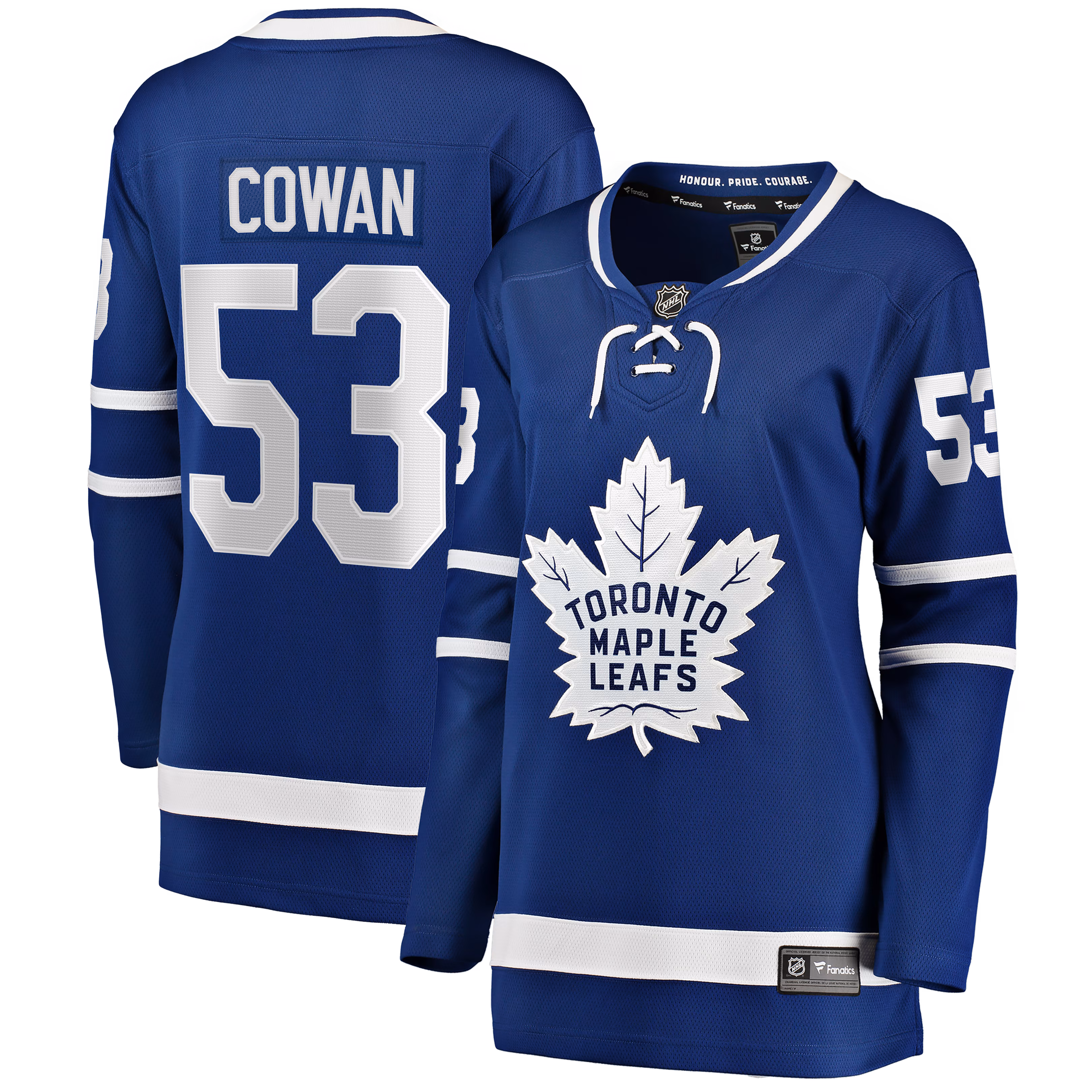Women's Toronto Maple Leafs Easton Cowan #53 Indiana Blue Home Breakaway Jersey